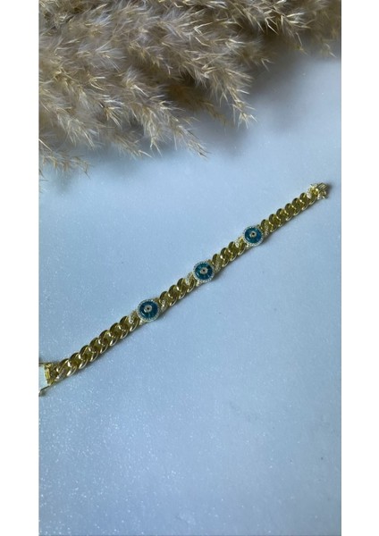 Altın Kaplama 3'lü Nazar Göz Gurmet Bileklik 925 Ayar Gümüş indirimleri