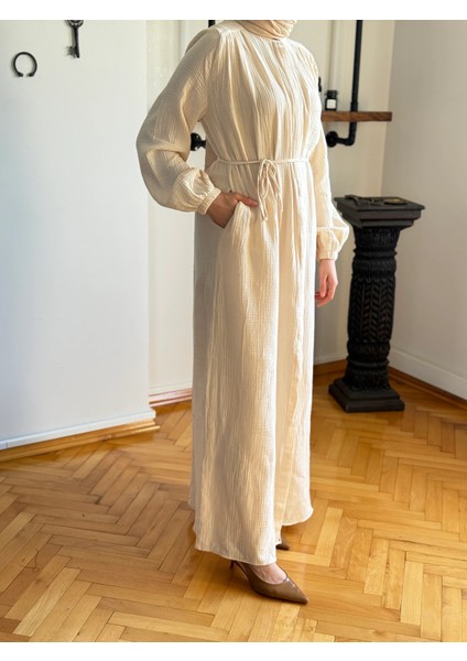 Tam Boy Düğmeli Müslin Ferace 5102 fiyatları