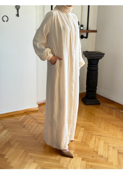 Tam Boy Düğmeli Müslin Ferace 5102 modelleri