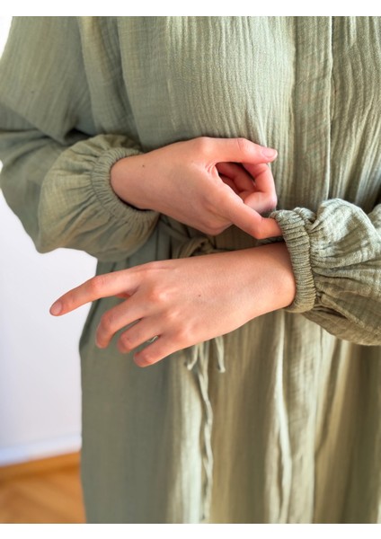 Tam Boy Düğmeli Müslin Ferace 5102 fiyatları