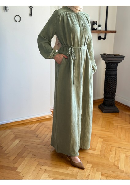 Tam Boy Düğmeli Müslin Ferace 5102 modelleri