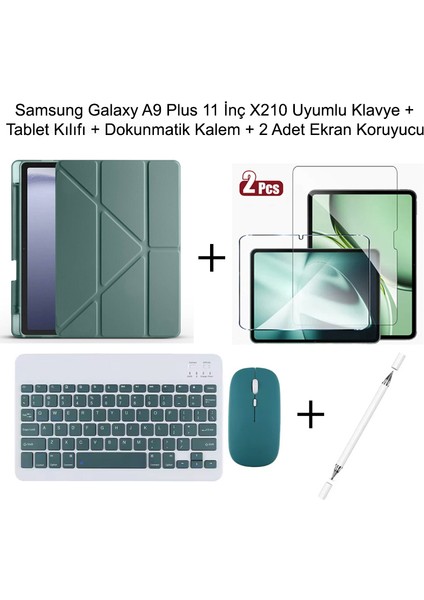Yesnıce Samsung Galaxy A9 Plus 11 Inç Uyumlu Standlı Kılıf ve Dokunmatik Kalem ve Klavye ve Mouse
