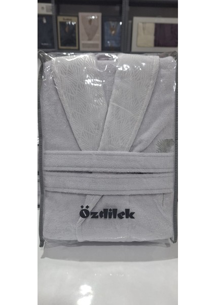 Seri Sonu Pvc Çantalı Tekli Bornoz %100 Pamuk M Beden Gümüş