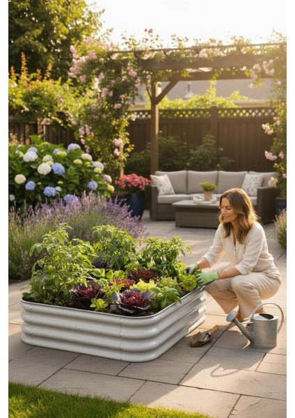 Modüler Yükseltilmiş Bahçe Yatağı Yükseltilmiş Sebze Yatağı No:5 (110X85) Gri