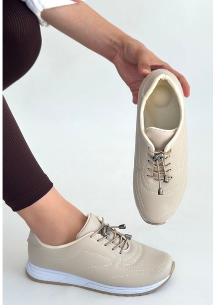Fino Bej Bağcıklı Ortopedik Rahat Spor Ayakkabı fiyatları