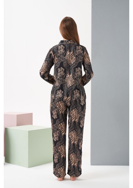 Kadın Siyah/leopar Pijama Takım - 28039R indirimleri
