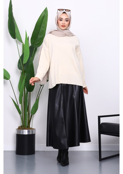 Taş Bisiklet Yaka Yumuşak Dokulu Oversize Triko Kazak fiyatları