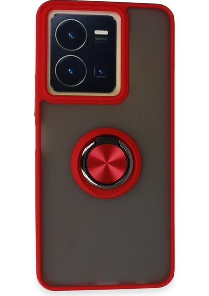 Vivo Y36 Kılıf Montreal Yüzüklü Silikon Kapak - Kırmızı - MRS8128-9175