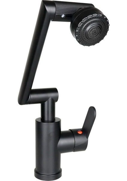 Siyah - 1080 Derece Dönebilen Çok Fonksiyonlu Musluk Batarya KTX-3307 (5067)