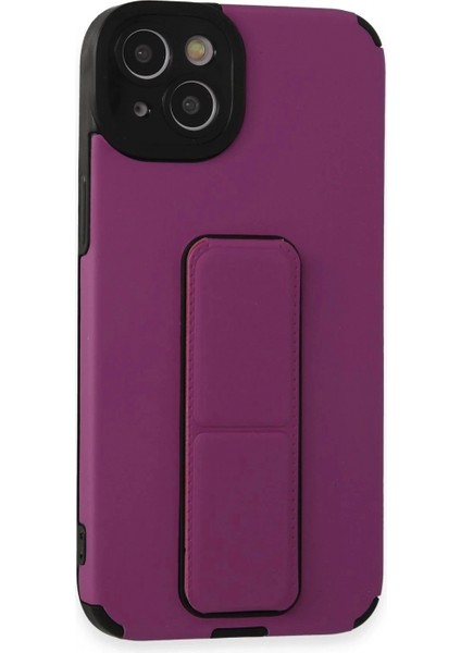 iPhone 14 Plus Kılıf Mega Standlı Silikon - Mor (K95)