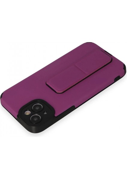 iPhone 14 Plus Kılıf Mega Standlı Silikon - Mor (K95) modelleri
