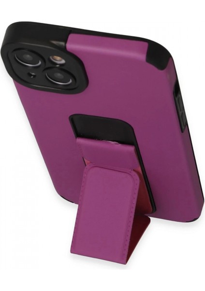iPhone 14 Plus Kılıf Mega Standlı Silikon - Mor (K95) indirimleri