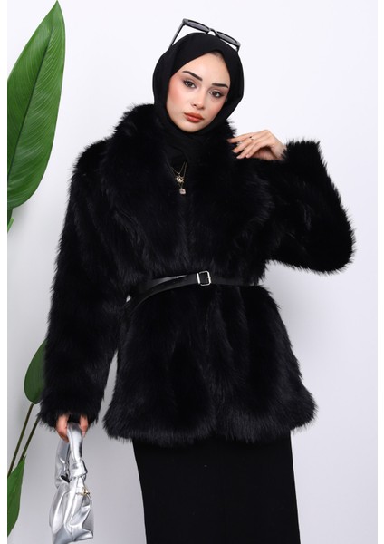 Siyah Kemerli Kısa Kürk Kaban modelleri