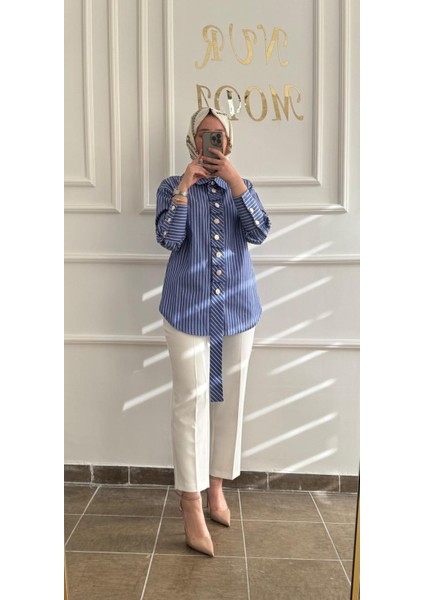 Çizgili Gömlek Tunik