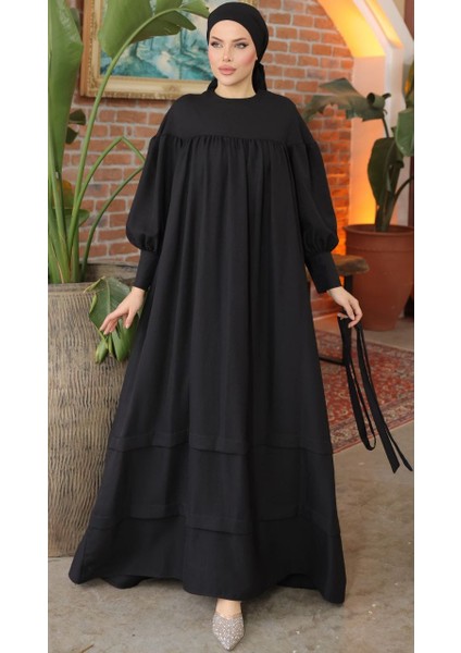 Çift Bantlı Salaş Keten Elbise 5069 fiyatları