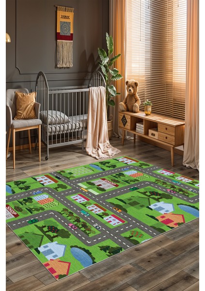 Yeni Desen Yıkanabilir Kaymaz Tabanlı Bohem Tarz Dijital Baskı Salon Halısı, Yumuşak Dokulu Lüks Halı Modeli ve 40 x 60 Yeşil Renk Dikdörtgen Halı modelleri