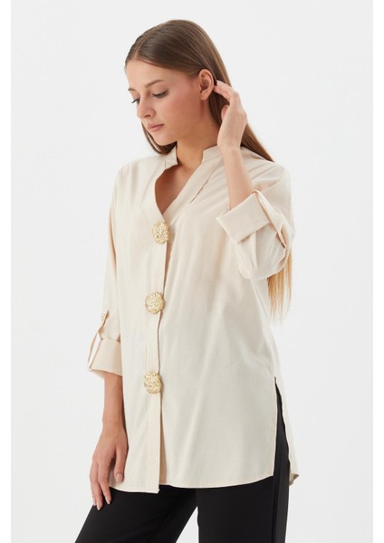 Tasarım Düğmeli Tunik Gömlek Tas modelleri