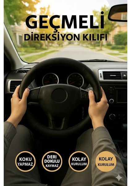 Nissan Micra 2011-2023 Geçmeli Direksiyon Kılıfı Delikli Siyah Deri fiyatları