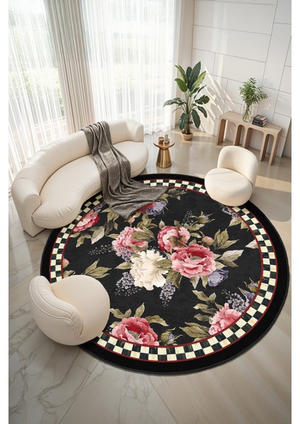 Yeni Desen Yıkanabilir Kaymaz Tabanlı Bohem Tarz Dijital Baskı Salon Halısı, Yumuşak Dokulu Lüks Halı Modeli ve 50 x 50 Çok Renkli Renk Yuvarlak Halı modelleri