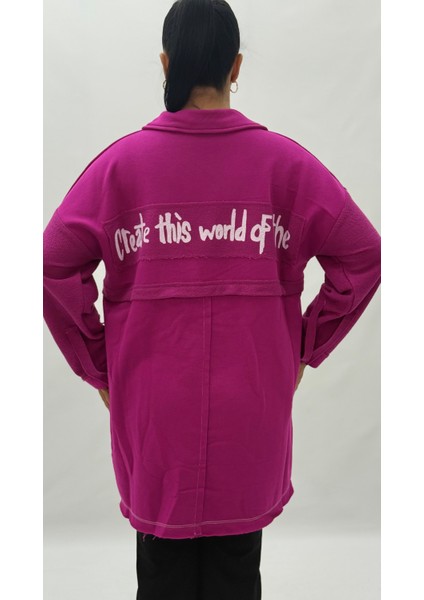 Büyük Beden Yakalı Cepli Sloganlı Uzun Kol Oversize Viskon Kadın Tunik Sweatshirt fırsatları