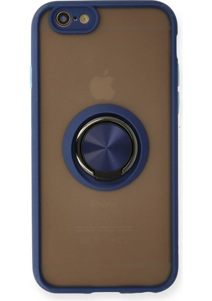 iPhone 6 Kılıf Montreal Yüzüklü Silikon Kapak - Lacivert - MRS9756-5377