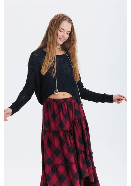 Salaş Triko Basic Bohem Kazak Siyah