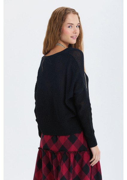 Salaş Triko Basic Bohem Kazak Siyah indirimleri