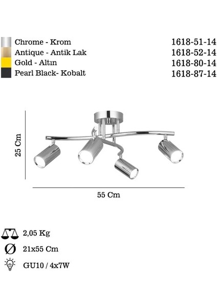 Lıpale 4’lü Krom Plafonyer modelleri