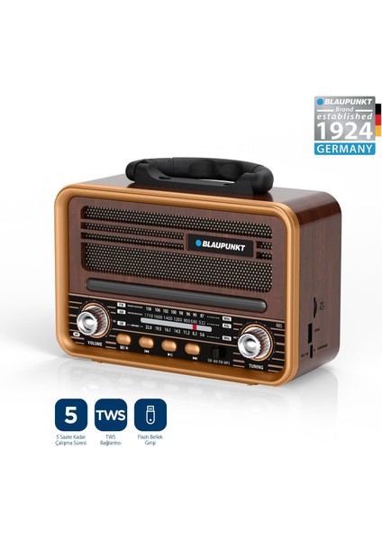 R85 Nostaljik Bluetooth Radyo Type-C Şarjlı Tws Dual Bağlantı Fm/am/sw Kahverengi fiyatları