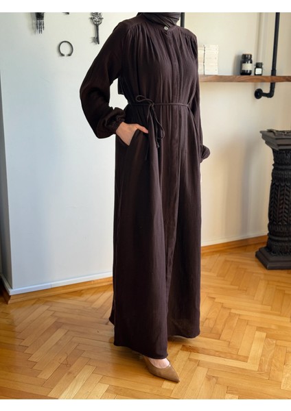 Tam Boy Düğmeli Müslin Ferace 5102 fırsatları