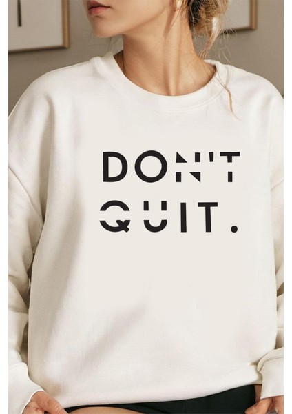 Kadın Şardonlu Slogan Baskılı Oversize Sweatshirt