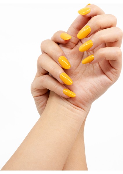 10'lu Sarı Kısa Oval TT1269 Tekrar Kullanılabilir El Yapımı Protez Takma Tırnak - Ten Rengi-Sarı-L fiyatları