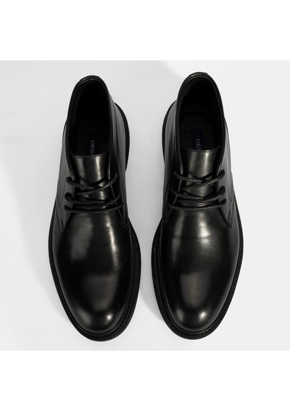 Erkek Siyah Bağcıklı Deri Bot