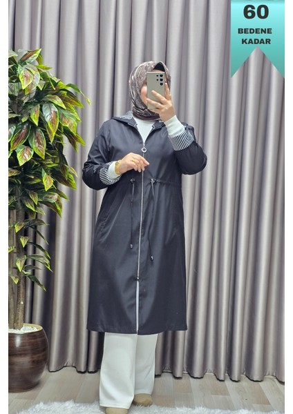 Kadın Tesettür Giyim Büyük Beden Fransız Boy Mevsimlik Trençkot