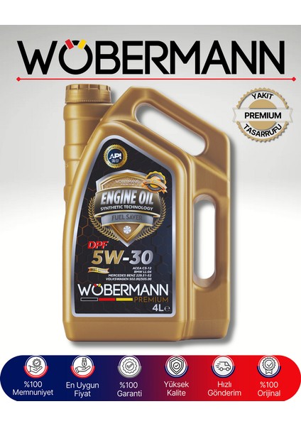Premium 5W-30 Dpf Sentetik Motor Yağı 4 Litre - Üstün Koruma ve Yakıt Verimliliği