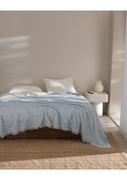 Bradley Çift Kişilik Pamuklu Yatak Örtüsü - Açık Mavi