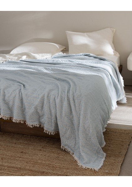 Bradley Çift Kişilik Pamuklu Yatak Örtüsü - Açık Mavi fiyatları