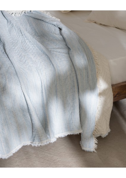 Bradley Çift Kişilik Pamuklu Yatak Örtüsü - Açık Mavi fırsatları