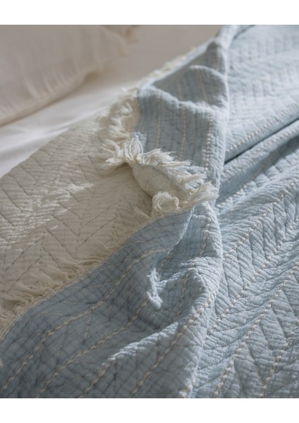 Bradley Çift Kişilik Pamuklu Yatak Örtüsü - Açık Mavi indirimleri