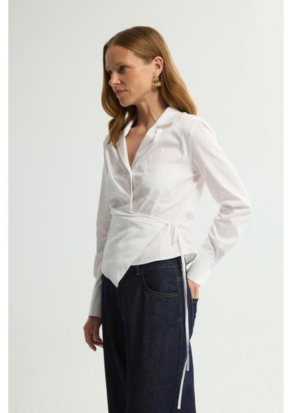 Bağlama Detaylı Gömlek Beyaz 130L9658000 fırsatları