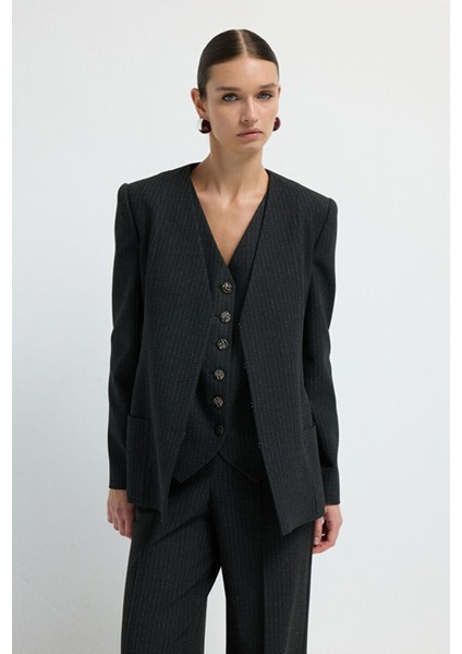 Yünlü V Yaka Ceket C.antrasit 11945703000 fırsatları