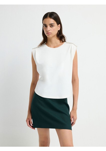 Omuzu Taşlı Bluz Kemik 11545834000