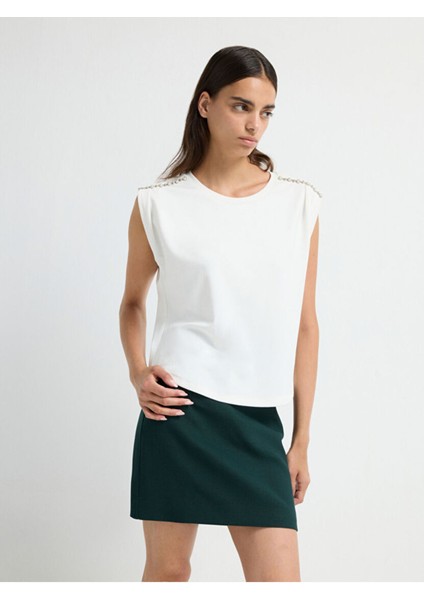 Omuzu Taşlı Bluz Kemik 11545834000 fırsatları