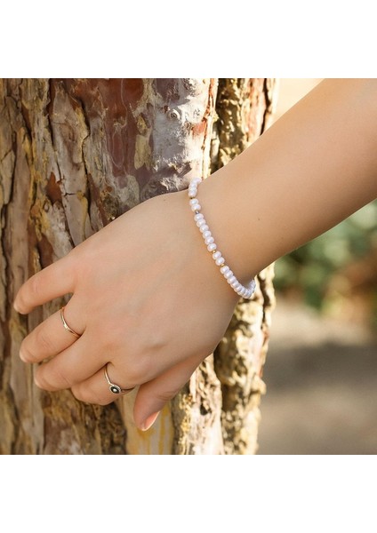 Gerçek Inci Bileklik – 4x5 mm Rondel Kesim, Ayarlanabilir Model