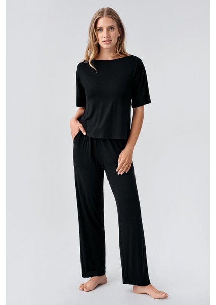Kısa Kollu Esnek Viskoz Pijama Takım 18215