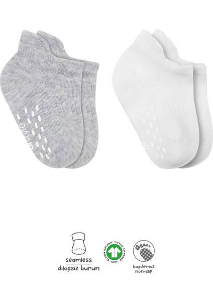 2li Sneakers Kaymaz Basic Penye Çorap 20103 Gri Beyaz