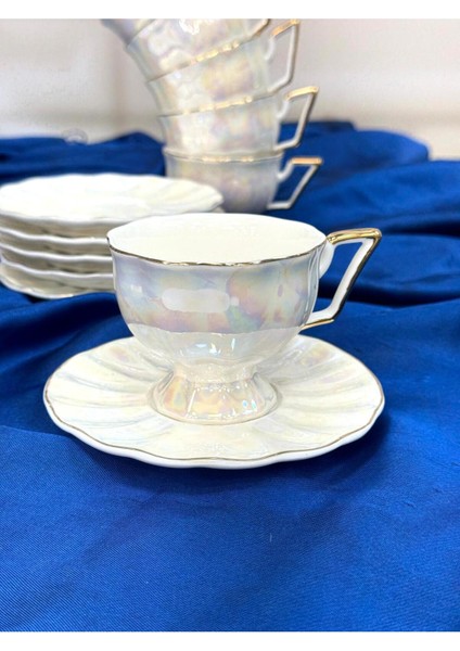 Elsa 6 Kişilik Türk Kahvesi Fincan Takımı -100 ml Tkebt Krem