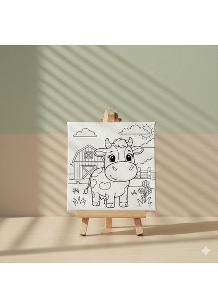 Çocuklar Için Hayvan Temalı Sevimli Inek Çiftlikte Eğitici ve Eğlenceli Boyama Seti