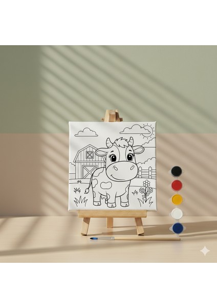 Çocuklar Için Hayvan Temalı Sevimli Inek Çiftlikte Eğitici ve Eğlenceli Boyama Seti fiyatları
