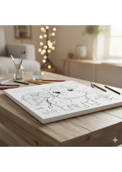 Çocuklar Için Hayvan Temalı Sevimli Inek Çiftlikte Eğitici ve Eğlenceli Boyama Seti modelleri